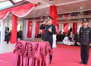 HUT ke-79 RI, Kapolres Aceh Timur Inspektur Upacara Penurunan Bendera Merah Putih