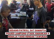 Sedang Patroli, Personel Sat Samapta Polres Lampung Utara Aman Empat Remaja Yang Hendak Tauran