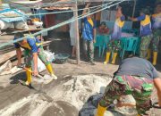 Personil Satgas TMMD 123 Kodim 1310/Bitung, Karya Bakti Perbaikan dan Pembersihan Pasar Tandurusa