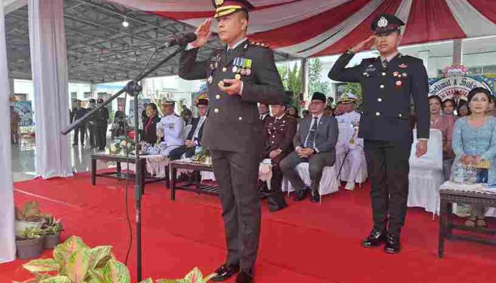 Upacara Hari Bhayangkara ke-79 Polres Bitung, Dihadiri Pasangan Walikota dan Seluruh Jajaran Forkompinda Kota Bitung