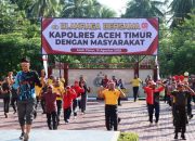 Pererat Sinergi, Polres Aceh Timur Olahraga Bersama Dengan Forkopimda dan Masyarakat di HUT RI ke-80