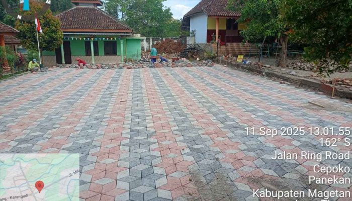 Pembangunan Paving TK Pancasila II Oleh Dikpora Kabupaten Magetan