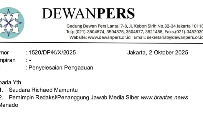Diputuskan Langgar Kode Etik Jurnalistik oleh Dewan Pers , www.brantas.news Dapat Ancaman Denda 500 Juta