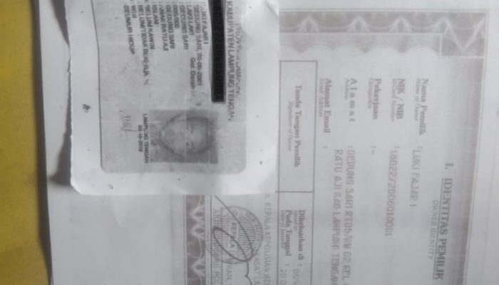 Warga Ratu Abung Kecamatan Abung Selatan Laporkan Kehilangan STNK Motor