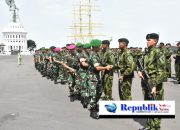 Kasiops Korem 084/BJ Hadiri Upacara Penyambutan Satgas Pamtas Yonif 500 R