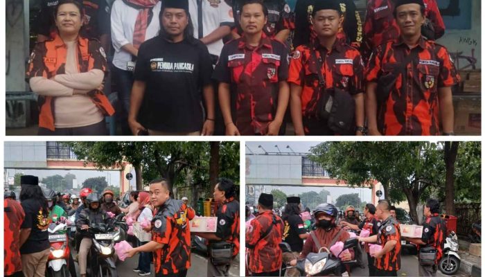 PAC Pemuda Pancasila Prambon Bagikan Takjil di Jalan Jenggolo, Wujud Kepedulian di Bulan Ramadhan