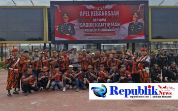 Apel Kebangsaan dan Penguatan Sabuk Pengaman Kamtibmas Digelar di Mapolresta Sidoarjo, PAC PP Sedati Turut Hadir