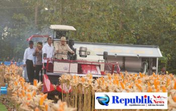 Foto : Presiden Prabowo dan Kapolri panen raya jagung nasional di Tuban.