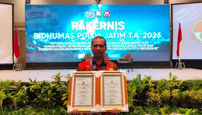 Humas Polresta Sidoarjo Raih Dua Penghargaan di Rakernis Bidhumas Polda Jatim 2026