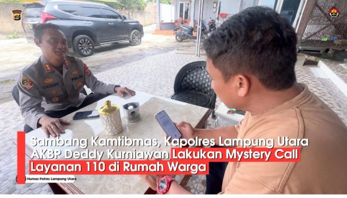Sambang Kamtibmas, Kapolres Lampung Utara AKBP Deddy Kurniawan Lakukan Mystery Call Layanan 110 di Rumah Warga