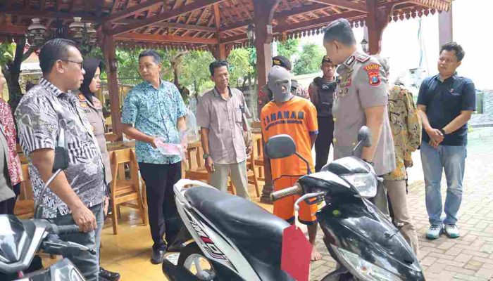 Polres Magetan Amankan Pelaku Curanmor Terekam CCTV Di Maospati serta Kembalikan Motor Korban