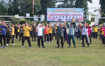 Sambut Hari Bhayangkara ke-80, Polres Lampung Utara Gelar Olahraga Bersama Perkuat Sinergitas TNI-Polri dan Forkopimda