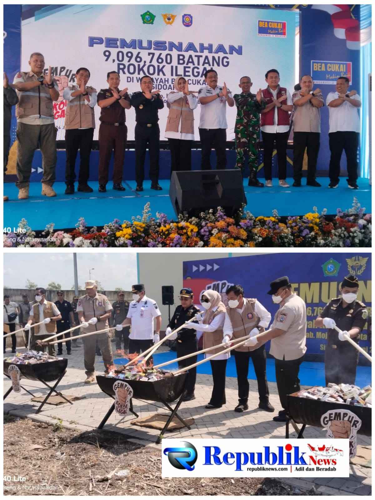 Foto : Wabup Sidoarjo,Hj .Mimik Idayana menghadiri acara pemusnahan barang kena cukai ilegal.