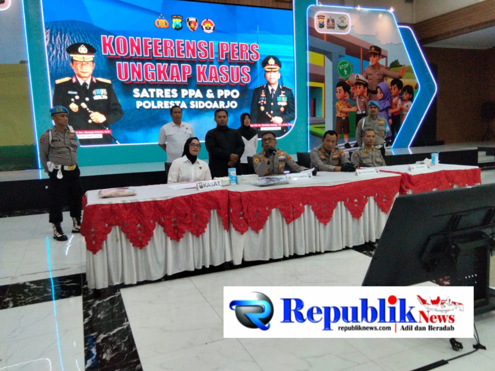 Foto : Satuan Reserse Khusus Perlindungan Perempuan dan Anak serta Penanganan Perkara Pilihan (Satres PPA dan PPO) Polres Sidoarjo kembali mengungkap kasus kejahatan seksual di Wonoayu Sidoarjo.