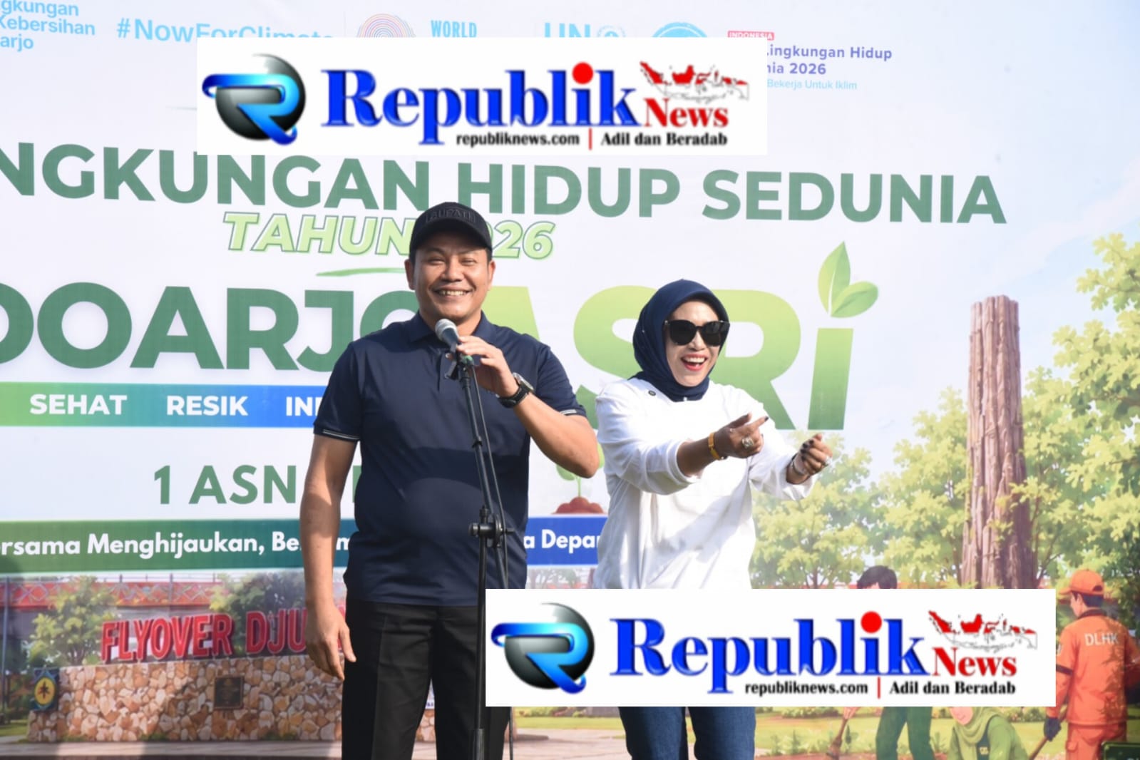 Foto: Bupati dan wakil Bupati Sidoarjo kompak tanam pohon.