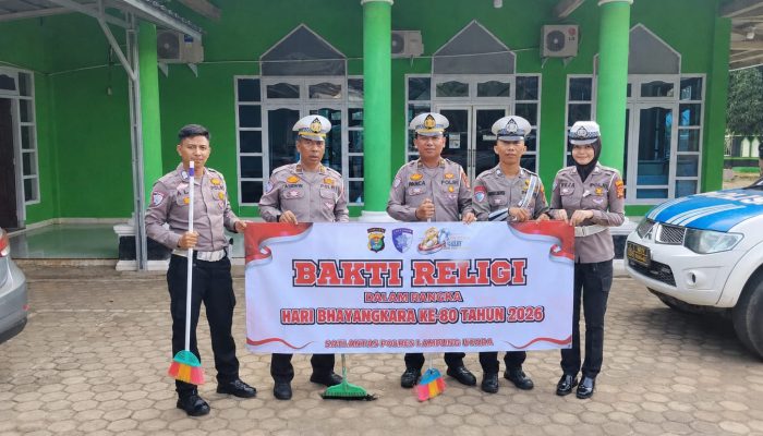 Satlantas Polres Lampung Utara Laksanakan Bakti Religi Sambut Hari Bhayangkara ke-80