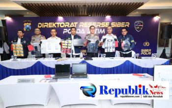 Foto : Polda Jatim membongkar Sindikat Love Scamming Internasional,3 tersangka diamankan.