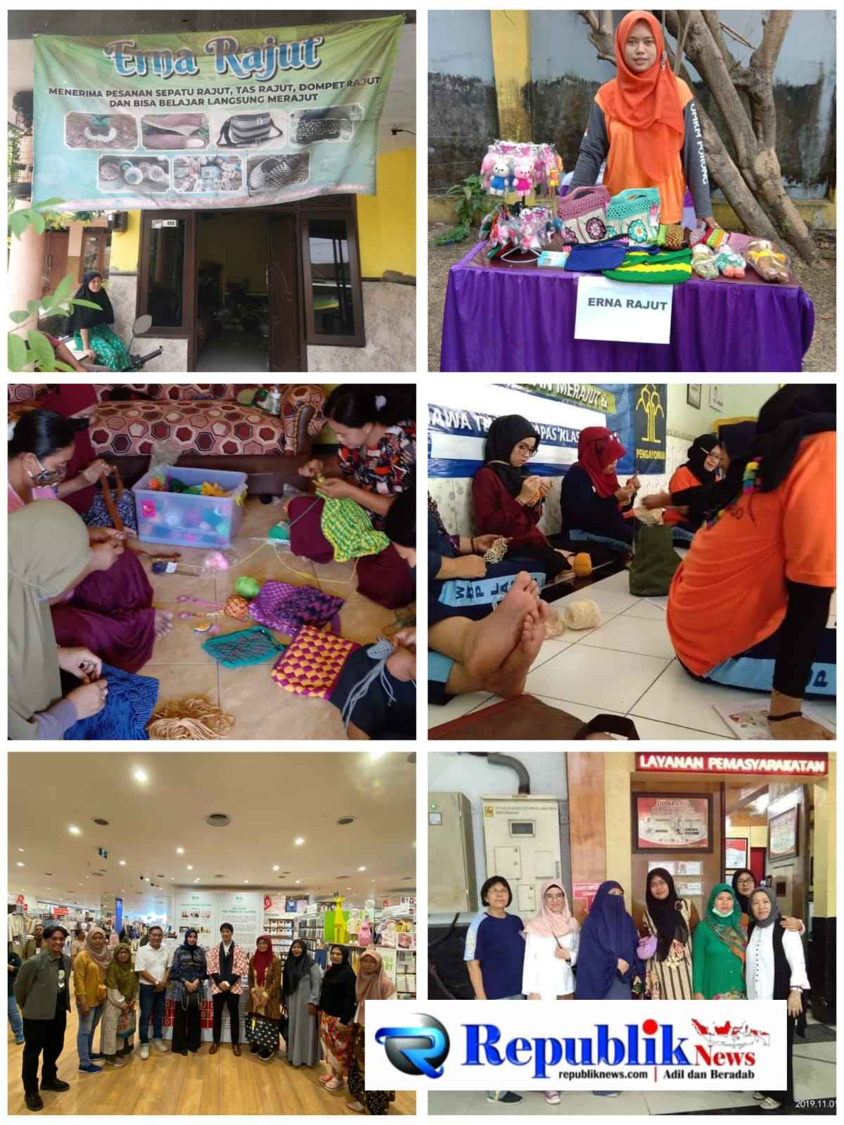 Foto : Erna rajut dan pemiliknya Erna warga desa Candi Pari RT 01 RW 02, Kecamatan Porong, Kabupaten Sidoarjo.