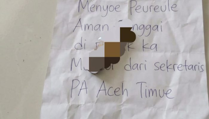 Sekretaris DPW Partai Aceh Aceh Timur Diduga Diteror Surat Berisi Selongsong Peluru, Laporan ke Polisi Segera Dibuat