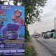 Satlantas Polres Lampung Utara Pasang Banner Imbauan Stop Over Dimension dan Over Loading di Jalinsum