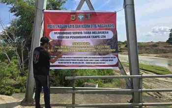 Satreskrim Polres Nagan Raya Pasang Spanduk Himbauan,Cegah Aktivitas Penambangan Tampa Izin