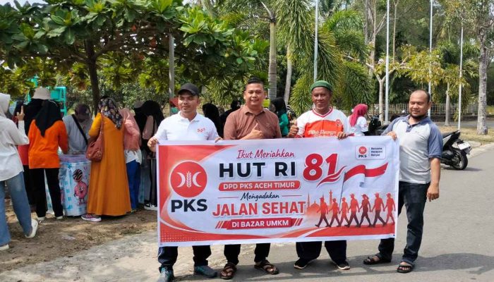 HUT RI 81: DPD PKS Aceh Timur Ajak Masyarakat Hidup Sehat Lewat Jalan Sehat dan Bazar UMKM