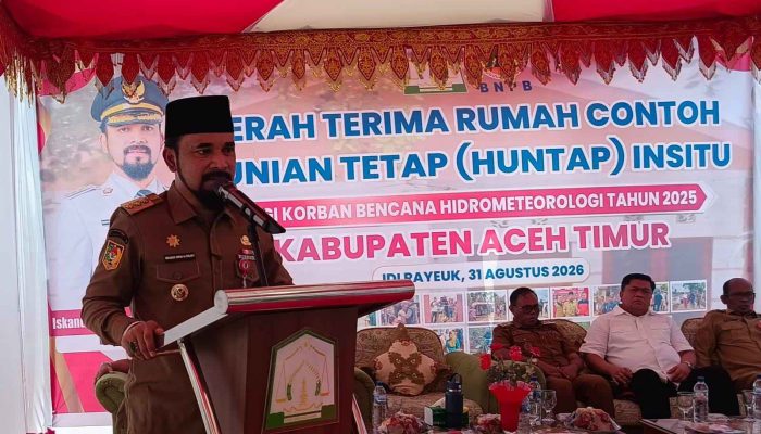 Serah Terima Rumah Contoh HUNTAP Insitu, Kolaborasi Pemkab Aceh Timur dengan PT Rhodas untuk Korban Bencana
