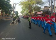 Polres Lampung Utara Amankan Lomba Gerak Jalan Pelajar di Stadion Sukung Kotabumi