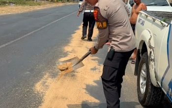Polres Lampung Utara Gerak Cepat Tindaklanjuti Laporan 110 Tumpahan Solar di Jalan Lintas Sumatera