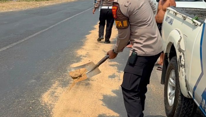 Polres Lampung Utara Gerak Cepat Tindaklanjuti Laporan 110 Tumpahan Solar di Jalan Lintas Sumatera