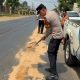 Polres Lampung Utara Gerak Cepat Tindaklanjuti Laporan 110 Tumpahan Solar di Jalan Lintas Sumatera