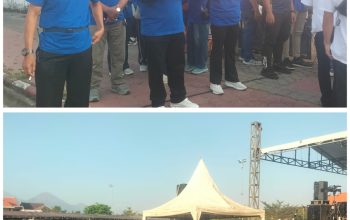 Foto :Jalan sehat memperingati HUT RI ke-81 Desa Sumorame .Tampak Kades Sumorame Rochmanu