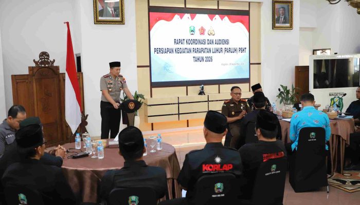 PSHT Magetan Deklarasi Jaga Kamtibmas Jelang Parluh 2026, Kapolres Magetan Dan Forkopimda Apresiasi Semangat Persaudaraan