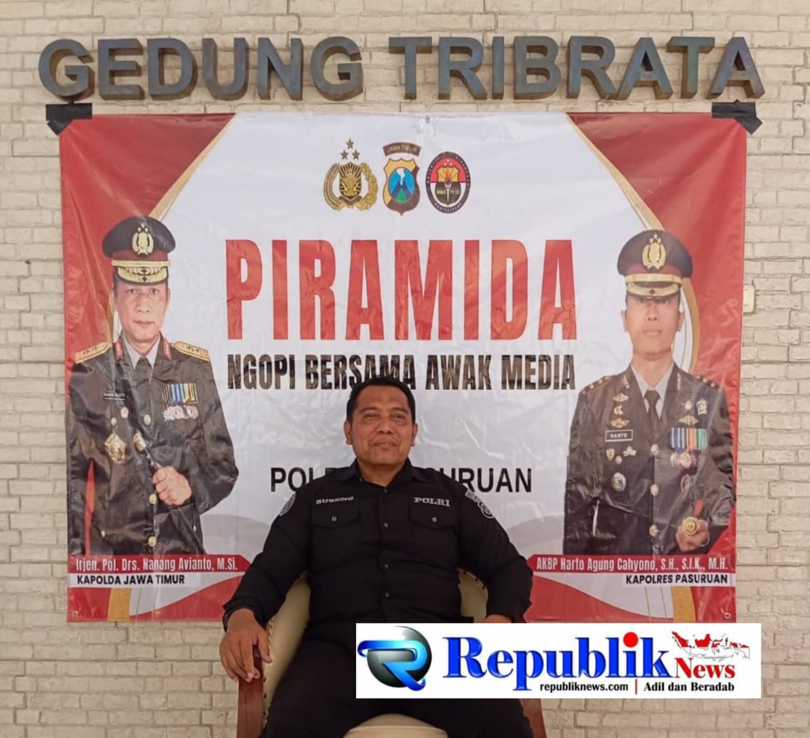 Foto : Piramida Polres Pasuruan mengajak media bersinergi cegah karhutla .. Tampak : Kasi Humas Polres Pasuruan,Iptu Joko Suseno.S.H.