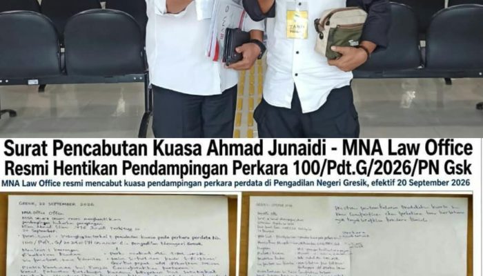 Kuasa Dicabut, MNA Law Office Akhiri Pendampingan Ahmad Junaidi