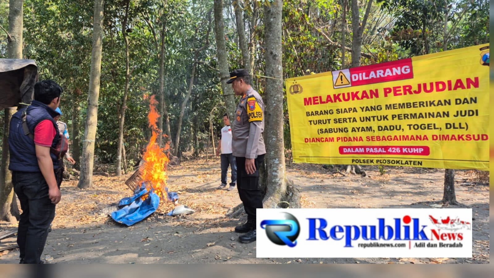 Foto : Respon cepat aduan masyarakat,Polres Kediri Bongkar arena sabung ayam.