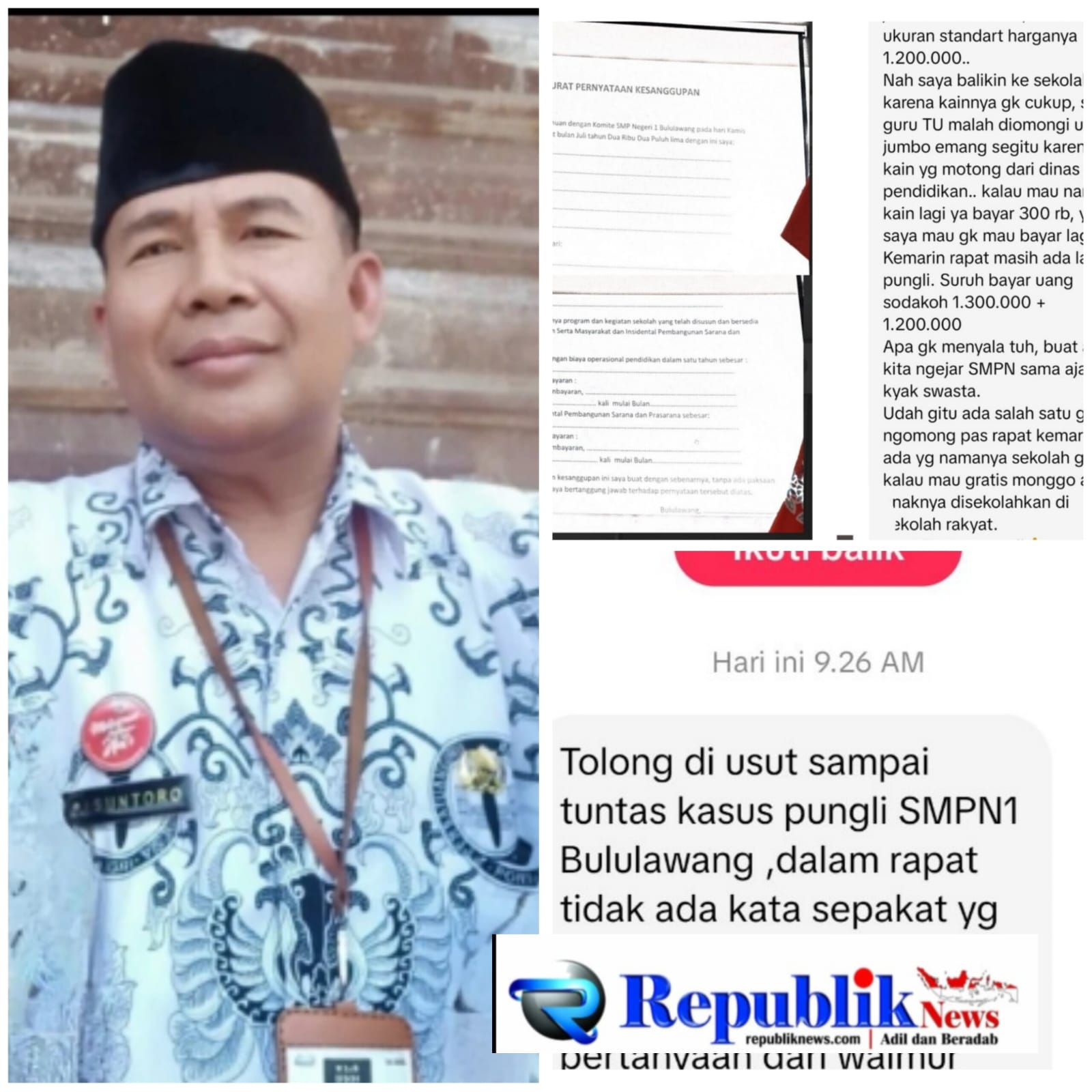 Foto : Kepsek SMPN 1 Bululawang Kabupaten Malang.