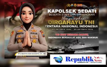 Foto : Kapolsek Sedati,Iptu Masyita Dian Sugianto,.S.H.,M.H. beserta staff dan Bhayangkari mengucapkan Dirgahayu TNI ke-81.