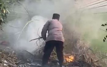 Polsek Buduran Gerak Cepat Tangani Kebakaran Lahan di Prasung