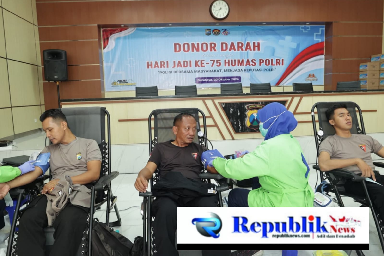 Foto : Polda Jatim dan insan pers gelar donor darah.