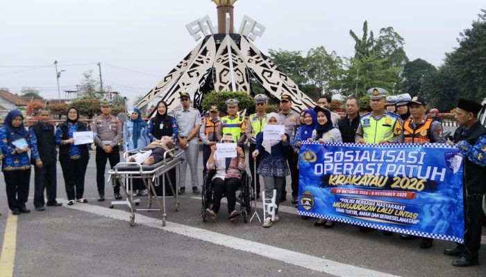Polres Lampung Utara Pasang Edukasi Pengguna Jalan dalam Operasi Patuh Krakatau 2026